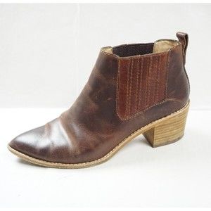 Madewell ankle boot womems 8.5 brown leather western point toe block heel dark